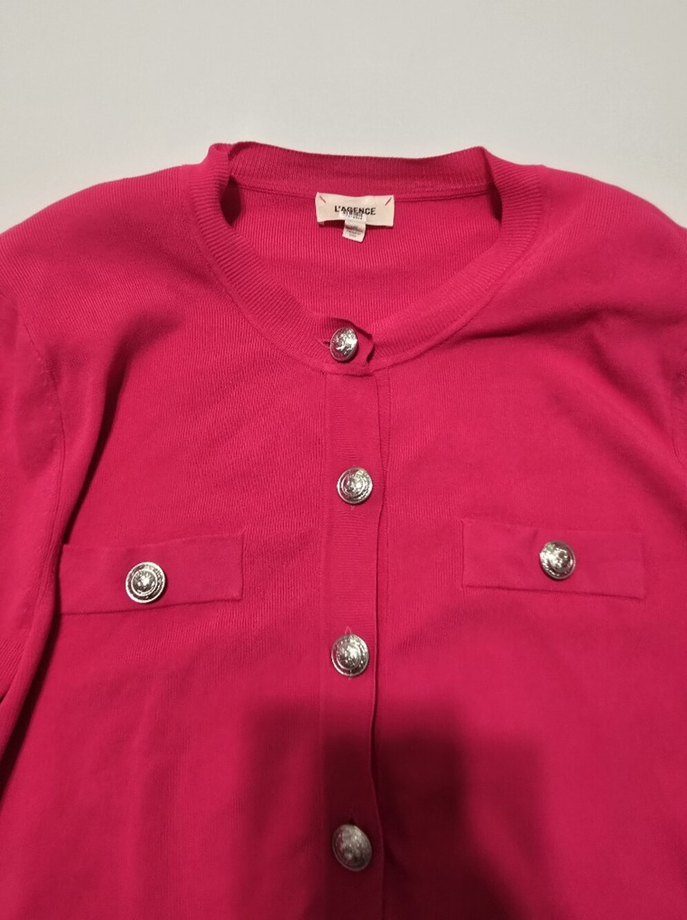 L'agence Toulouse Cropped Cardigan Top Crew Neck Long Sleeves Size L - Picture 4 of 13